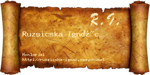 Ruzsicska Ignác névjegykártya