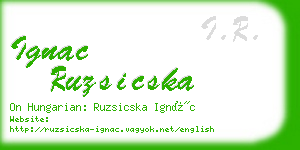 ignac ruzsicska business card